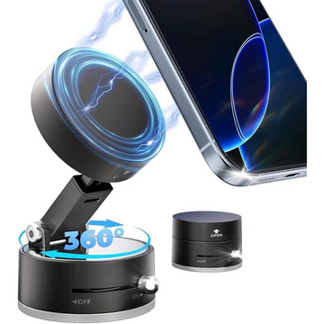 Foldable Vacuum-Suction Magnetic Car Phone Holder – 360° Rotation, One-Touch Mount