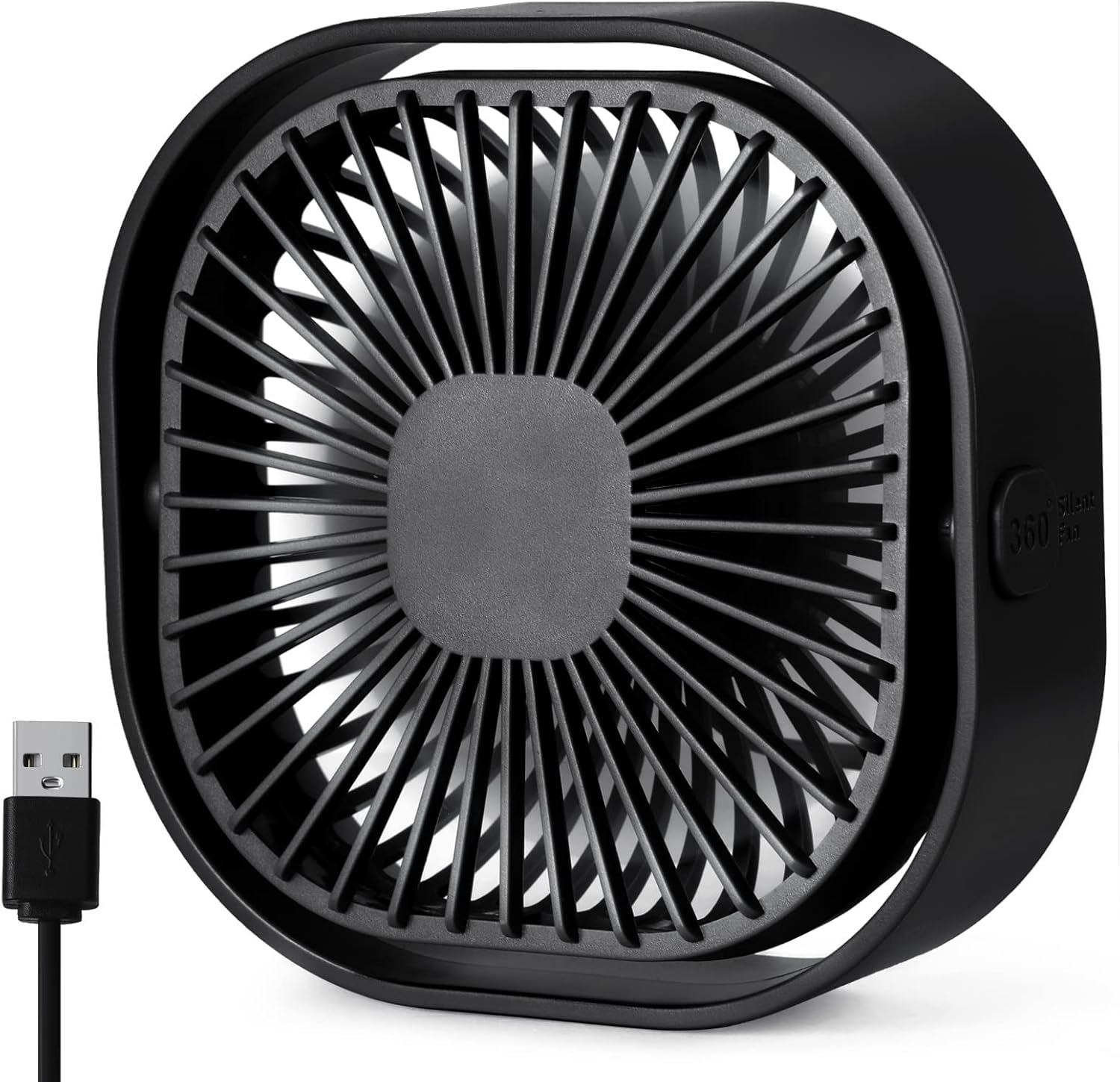 Small USB Desk Fan, 4 Inch Quiet Mini Table Fan, 3 Speeds Portable Desktop Fan, 360°Rotatable Little Personal Fan, Small Cooling Fan with USB Cable ,Mini Fan for Home Office Bedroom Summer Gift.