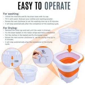 Portable Folding Washing Machine with Spin Dryer, Mini Washer for Baby Clothes, Underwear, Socks, Camping, Travelling
