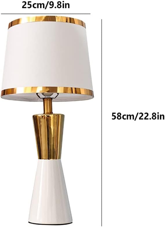 Creative Stainless Steel Bedroom Bedside Table Lamps 22.8" Modern Desk Lamps With Fabric Shades For Living Room End Tables (Color : Black)