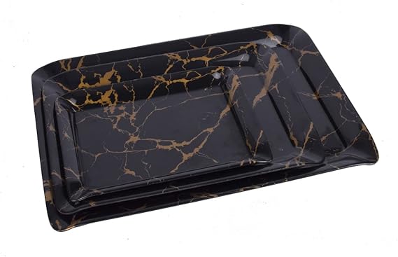 Rectangular Acrylic Serving Trays - Set of 3 (Black-Brown)
