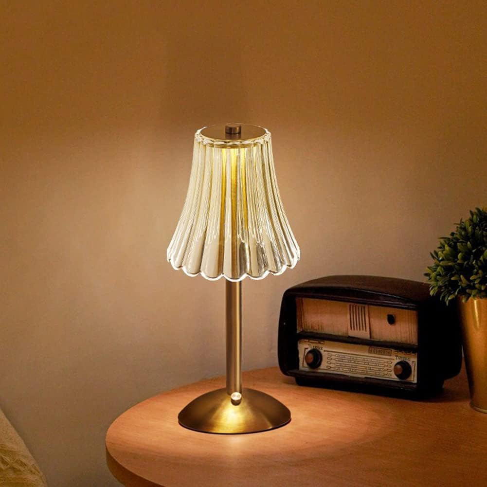 Crystal Table Lamp, Dimmable 3 Colors LED Romantic Diamond Crystal Lamp, Rechargeable Touch Lamp Small Lamp, Bedside Lamp for Bedroom Living Room Bar Restaurant Bedside Lamp