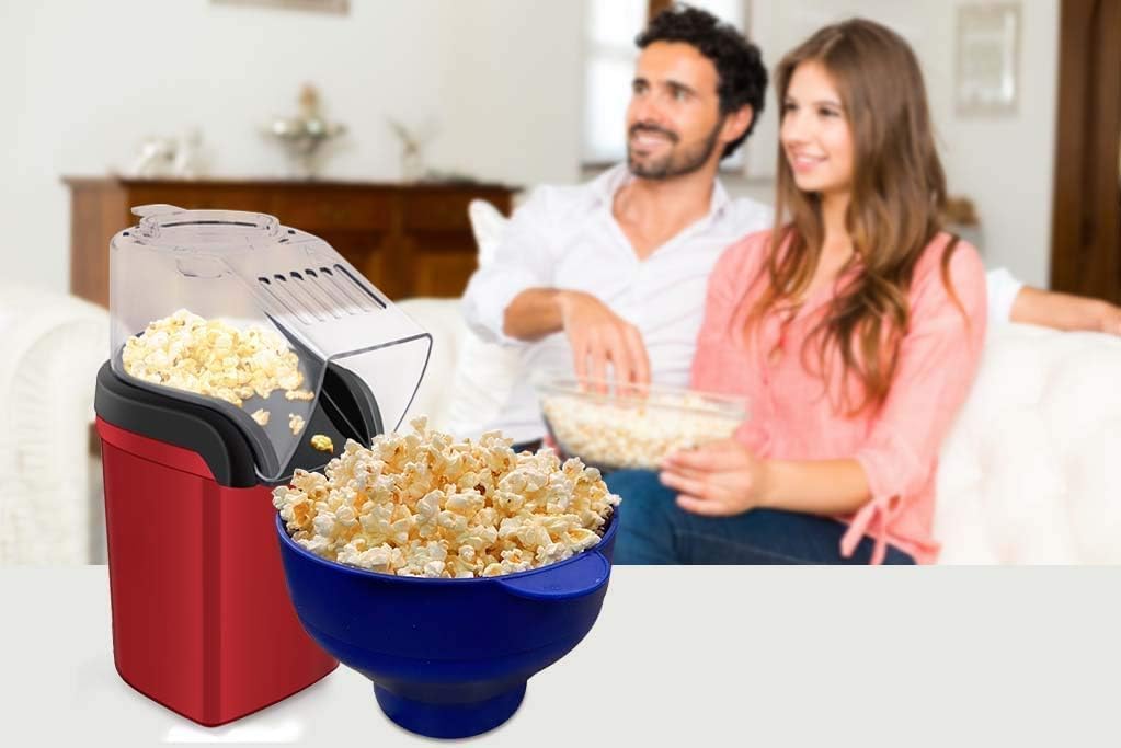 ECVV 1200W Electric Hot Air Popcorn Popper Maker for Home, No Oil Needed Healthy Snack for Kids Adults, Perfect for Party Birthday Gift