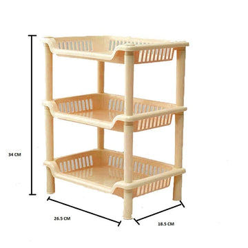 Storage Shelves Plastic Basket Square 3 Layers Floor Stand Rack