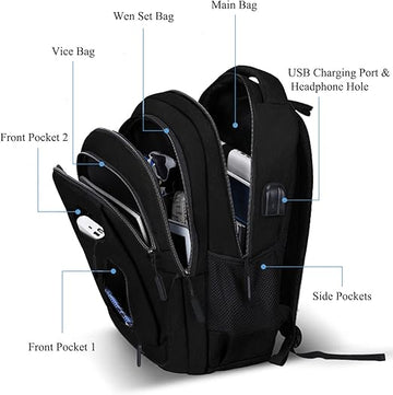 Business Travel Laptop Backpack, Water Resistant College School Computer Bag Gifts with USB Charging Port for Men & Women Fits 15.6 Inch Notebook