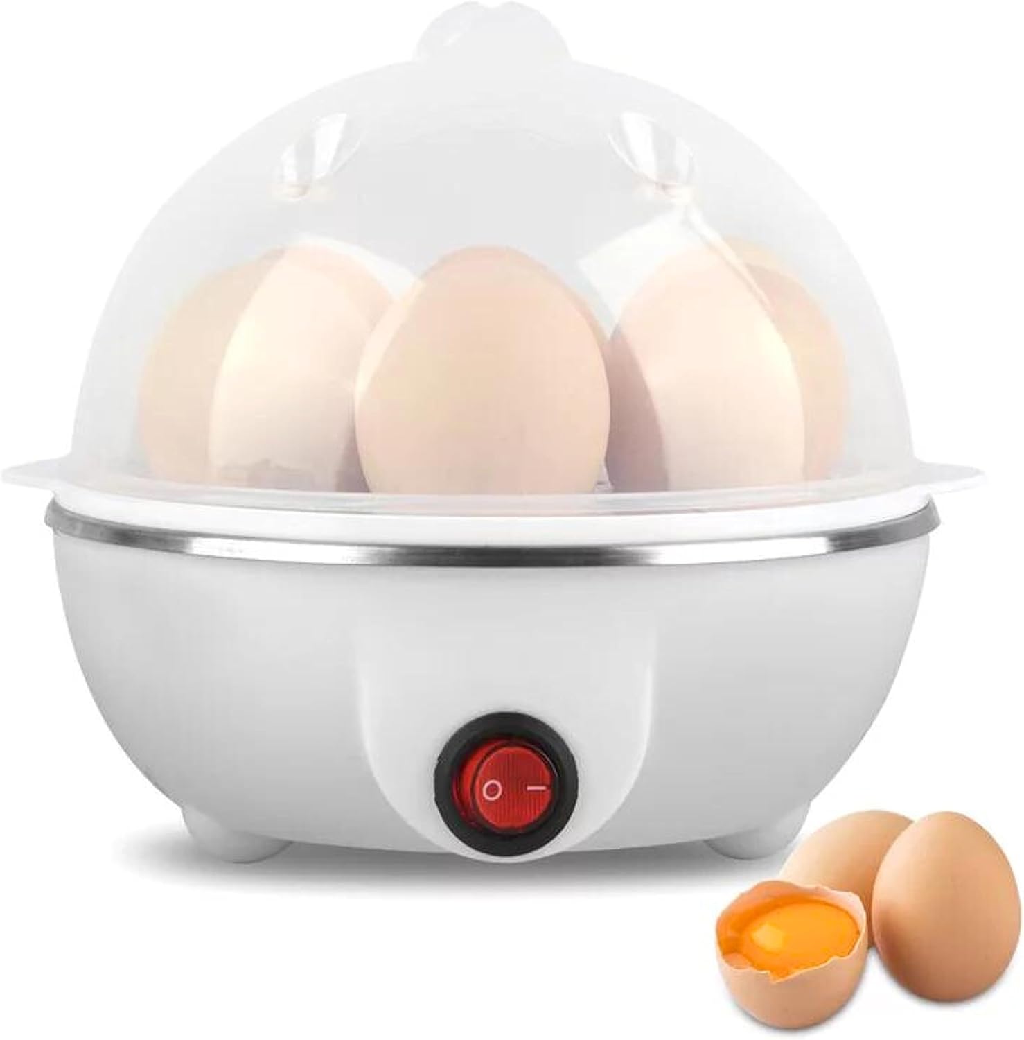 Egg poucher, 350W Electric Egg Beater, White Egg Steamer, Egg Cooker, 7 Egg Volume Steamed Egg Automatically Closed, Double Steamed Egg. Color:Assorted