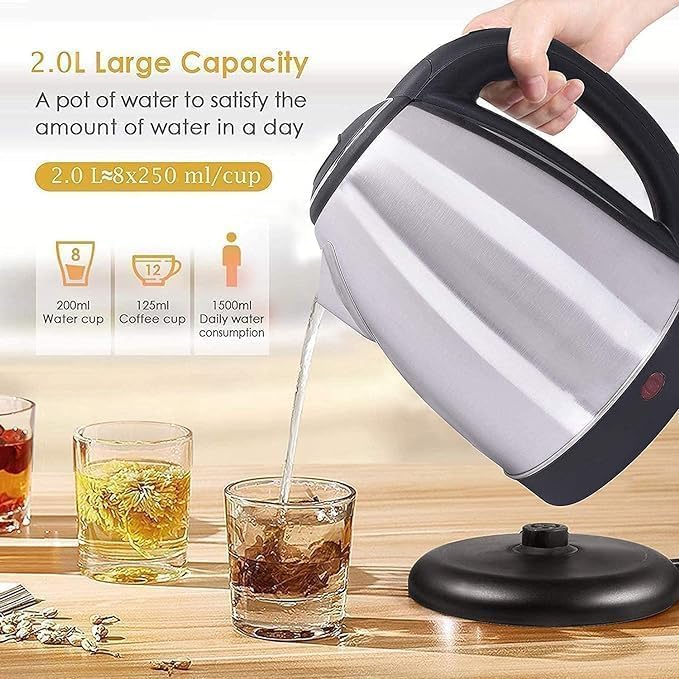 Electric Kettle | Stainless Steel Kettle | Boil Dry Protection & Auto Shut Off Feature | Ideal for Hot Water, Tea & Coffee Maker | 1500W