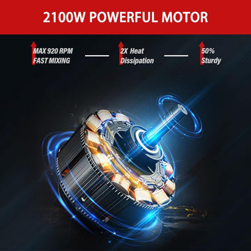 Electric Cement Mixer Stirrer 6-Speed Electric Concrete Mixer with 2 Gloves, Portable Mortar Mixer Handheld Mud Mixer for Mixing Mud, Cement, Mortar, Paint, Fodder