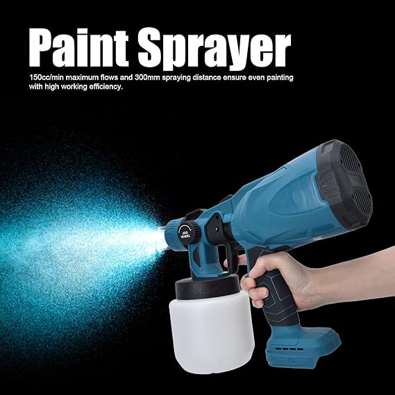 Paint Spray Gun, Electric Paint Sprayer, Portable Battery Powered Automatic Spray Paint Machine Cordless Painting Sprayer with 800ml Container for Painting Wall, Cabinet, Furniture