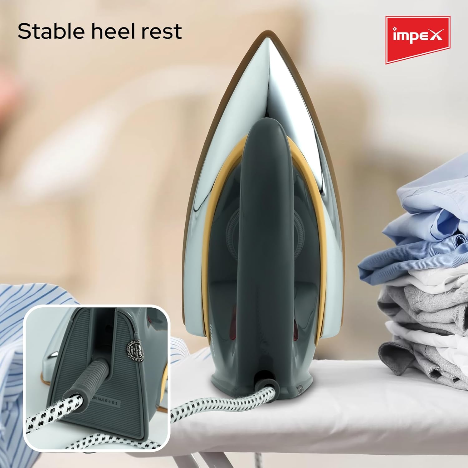  Electric Iron Box Light Weight 1200W | Non-stick ceramic coated sole plate with 5 temperature settings for different textile | 180 degree swivel cord...