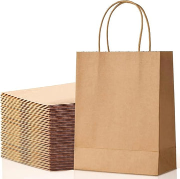 12 Pcs Paper Bag Brown Twisted Handle Paper Party Bags Hen Party Bags Kraft Paper Bag Bride Birthday Gift Bag Wedding Celebrations Bags For Party Favour (29 x 29 x 15 cm) - Pack Of 12