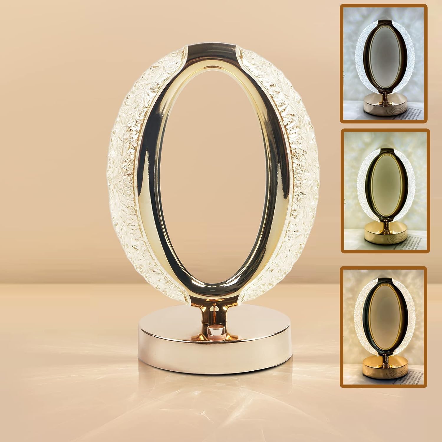 Touch Control Crystal Table Desk Lamp- 3-Way Dimmable Light