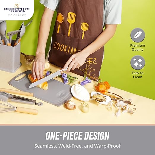 Premium 19pcs Kitchen Utensils Set: Professional & Stylish Chef Tools. Ideal Wedding Gift for Home Chefs. BPA-Free, Non-toxic Silicone Kitchenware to Modernize Your Kitchen (Grey)