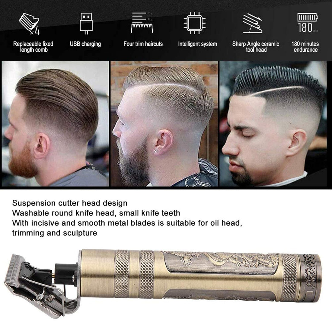 Facer Electric Hair Clipper Rechargeable Low Noise Hair Cutting Machine USB Charging Hair Cutting Groomer Kit for Beginners Friendly Men