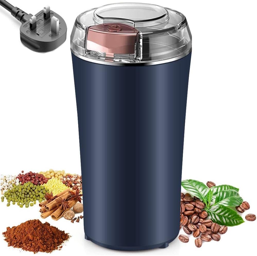 Electric Coffee Grinder - Portable One Button Spice Grinder, Food Grade 304 Stainless Steel for Coffee, Pepper, Salt, Herb Grinding