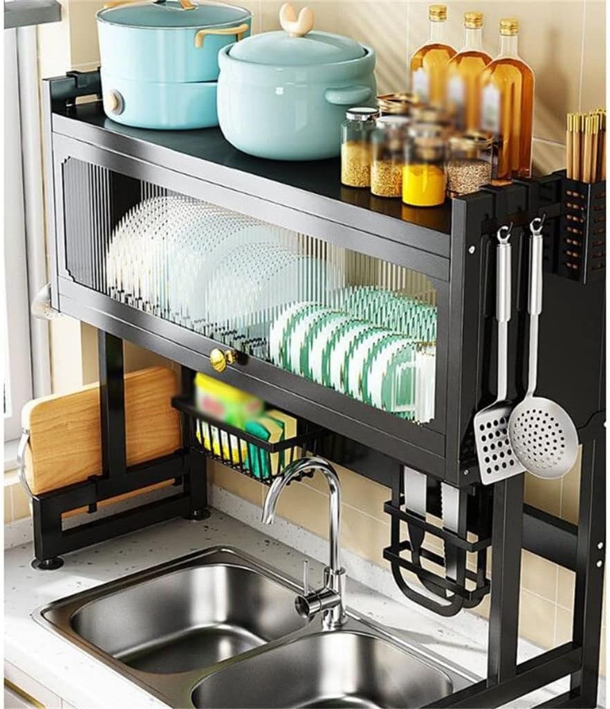 Adjustable Over-Sink Shelf – Expandable Kitchen Storage Rack (Rust-Resistant Steel)