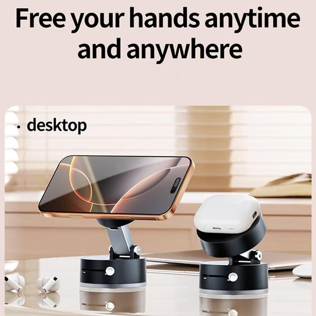 Foldable Vacuum-Suction Magnetic Car Phone Holder – 360° Rotation, One-Touch Mount