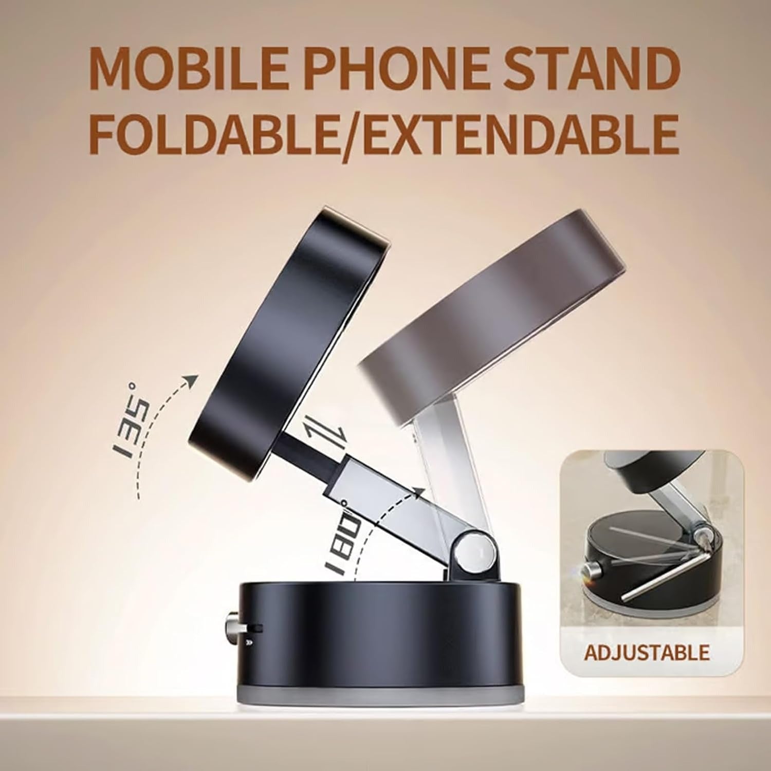 Foldable Vacuum-Suction Magnetic Car Phone Holder – 360° Rotation, One-Touch Mount
