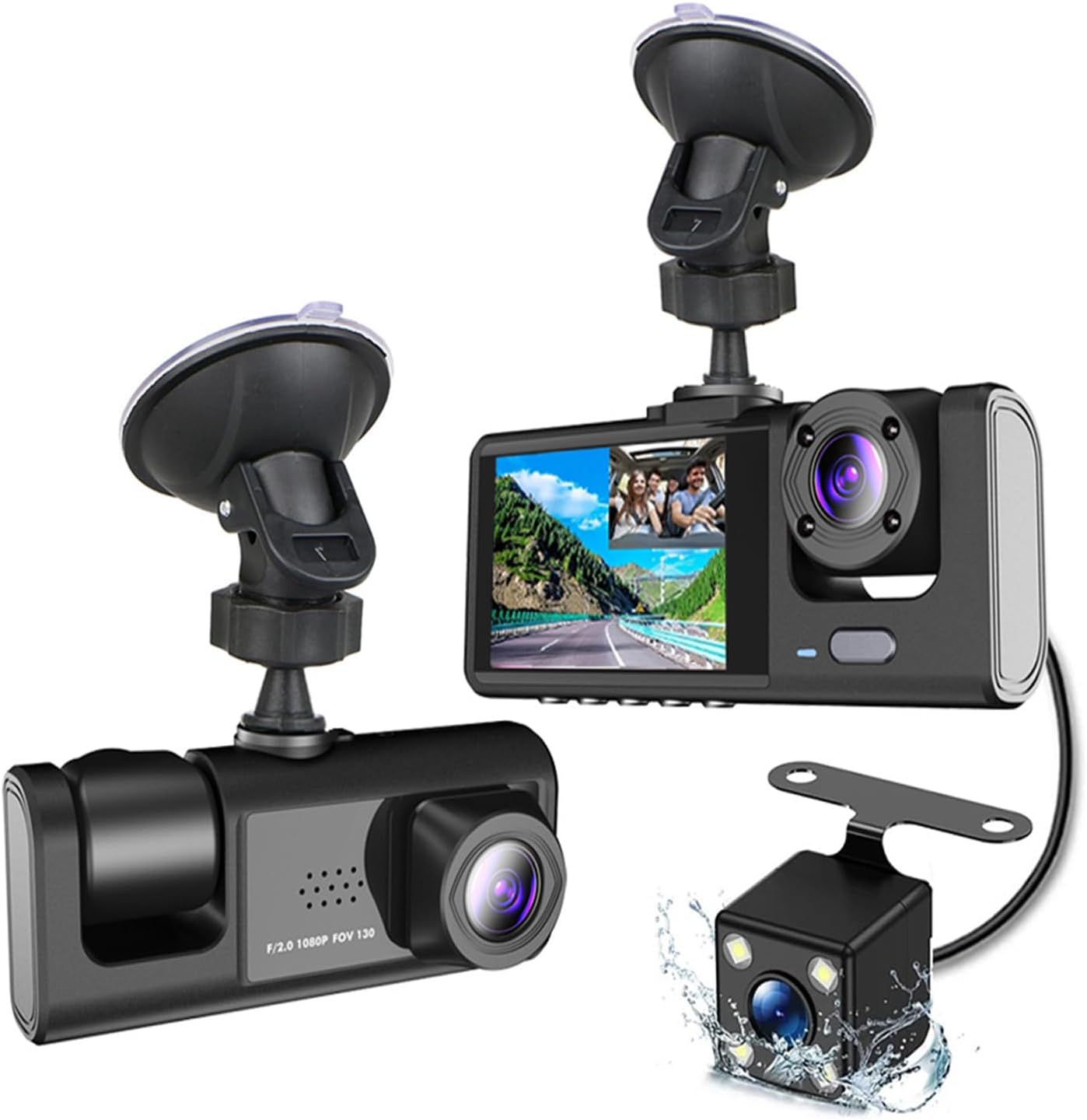 Dash Cam Car, HD 1080P Dash Cam Front Rear , Night Vision, 170° Wide Angle, G-Sensor, Motion Detection, Parking Monitoring, Car Safety Driving Recorder