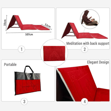 Roll over image to zoom in Folding Portable Meditation Exercise Yoga Mat With Back Support Floor Chair and Foam Padded Cushion for Prayer and Tapis Yoga