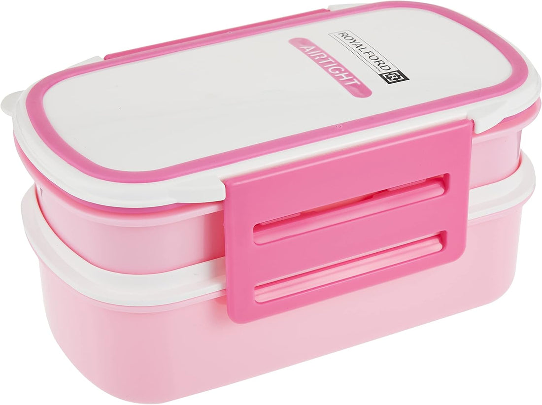 Double Layer Air Tight Lunch Box – 2 Compartment Leak-Proof & Airtight Lid Rectangular Food Container – Durable, Non-Toxic – Freezer & Dishwasher Safe
