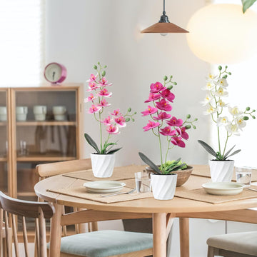 Dremisland Artificial Orchid Flower Bonsai 38Cm Fake Potted Butterfly Orchid In White Pots Phalaenopsis Fake Silk Orchid Flowers Plants Foliage Indoor Decor For Home Table Centerpiece Living Room