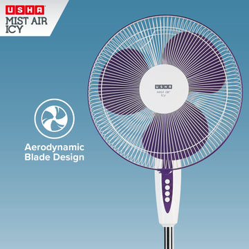 Usha Mist Air Icy 400mm Pedestal Fan (Purple)