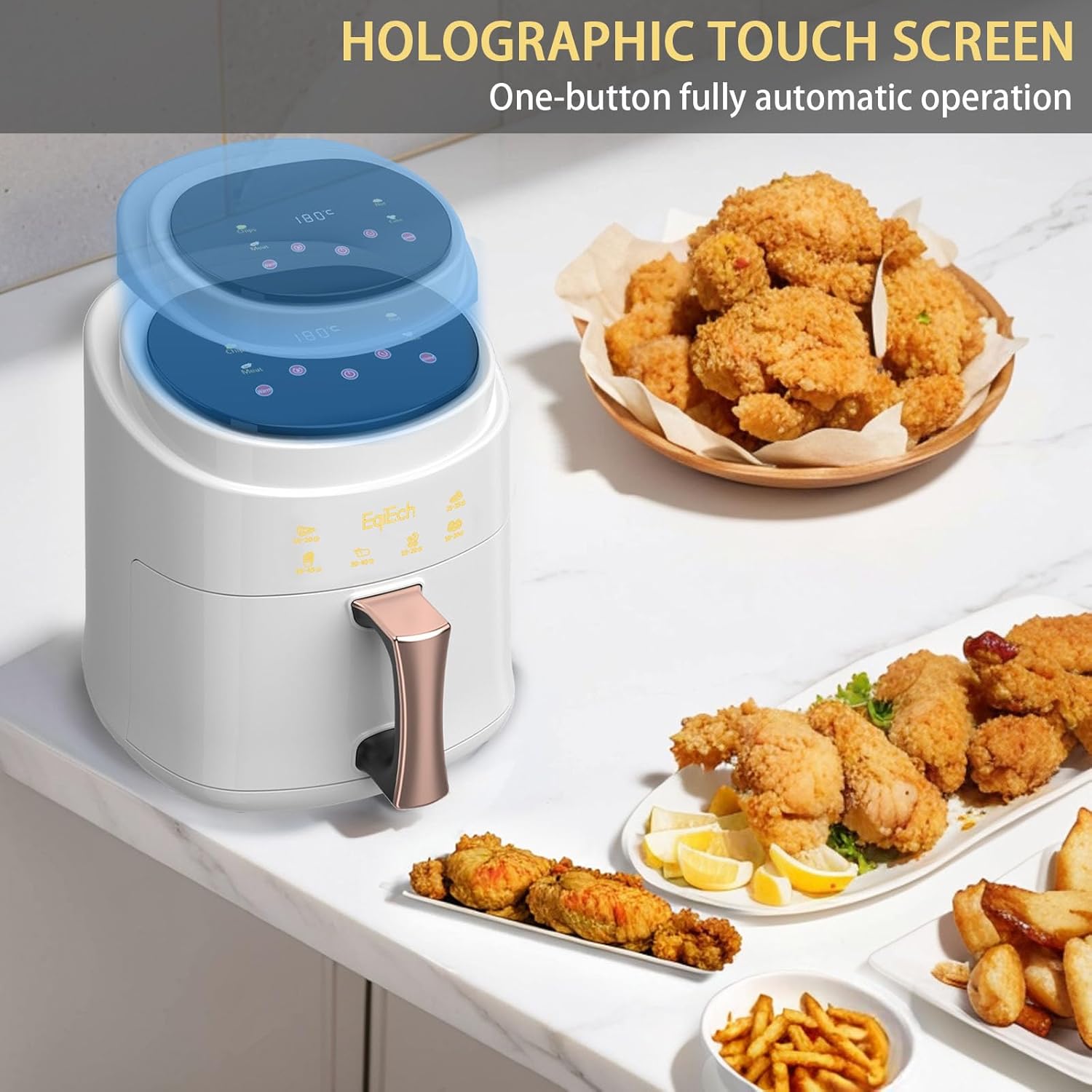 Air Fryer Oven With Touch Control System - Intelligent Hot Air Circulation for Oil-Free Healthy Frying, Grilling, Roasting, Baking