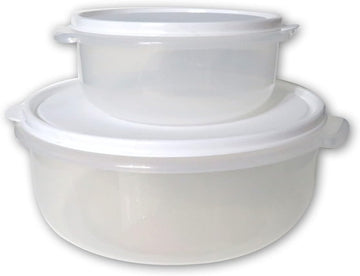 Round Food Containers, Set of 2 Food Storage Containers, Plastic Food Container with Lid, Airtight Kitchen Fridge Container, Sturdy and Durable,