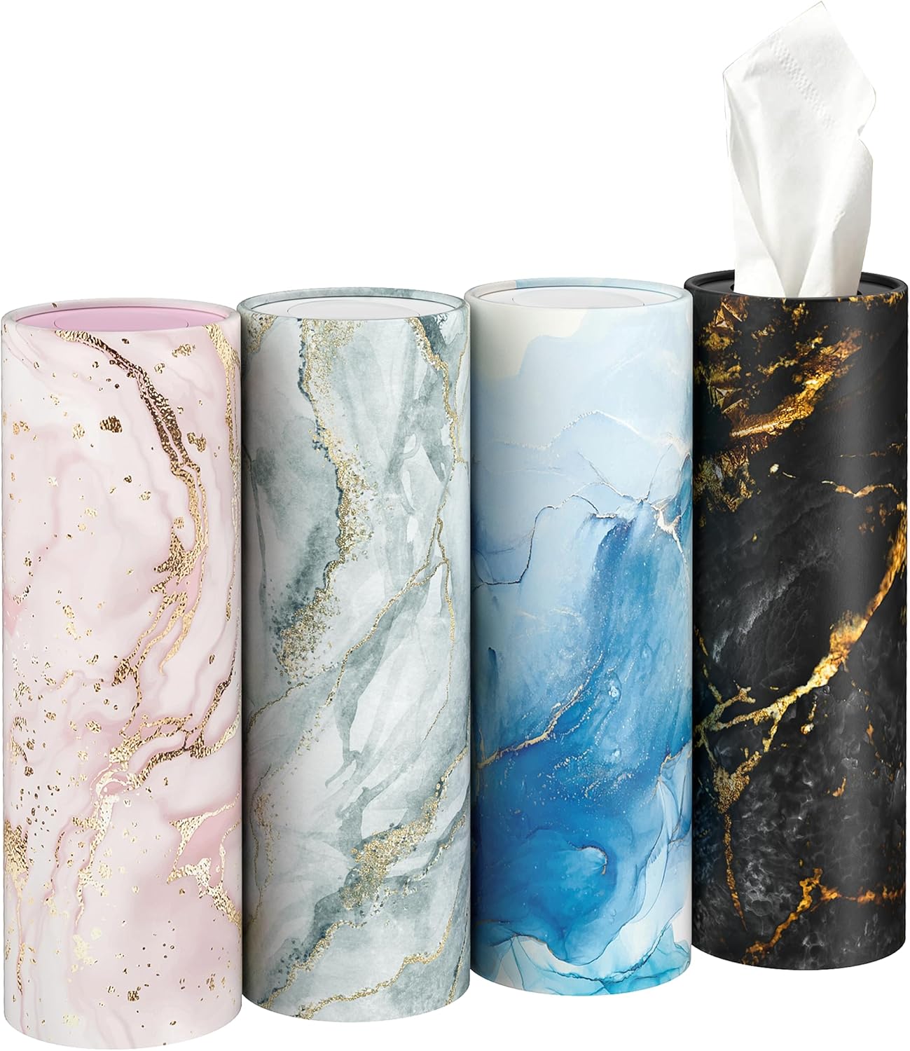 Car Tissue Holder with 3-ply Facial Tissues Bulk, UBTKEY Car Tissues Cylinder, Round Tissue Boxes for Car, Round Tube Car Tissue Box Round Container for Home Office Bathroom