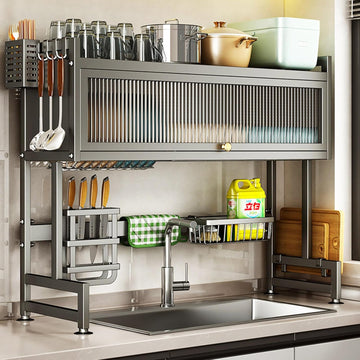 Adjustable Over-Sink Shelf – Expandable Kitchen Storage Rack (Rust-Resistant Steel)