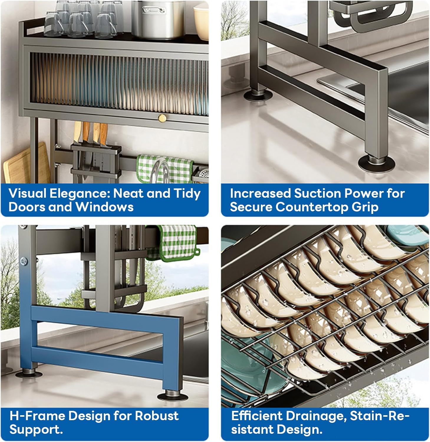 Adjustable Over-Sink Shelf – Expandable Kitchen Storage Rack (Rust-Resistant Steel)