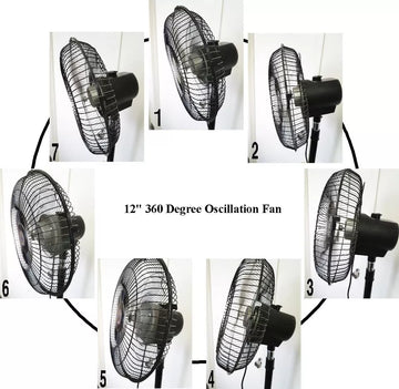 12" 360 Degree Oscillation Pedestal Stand Fan Colors
