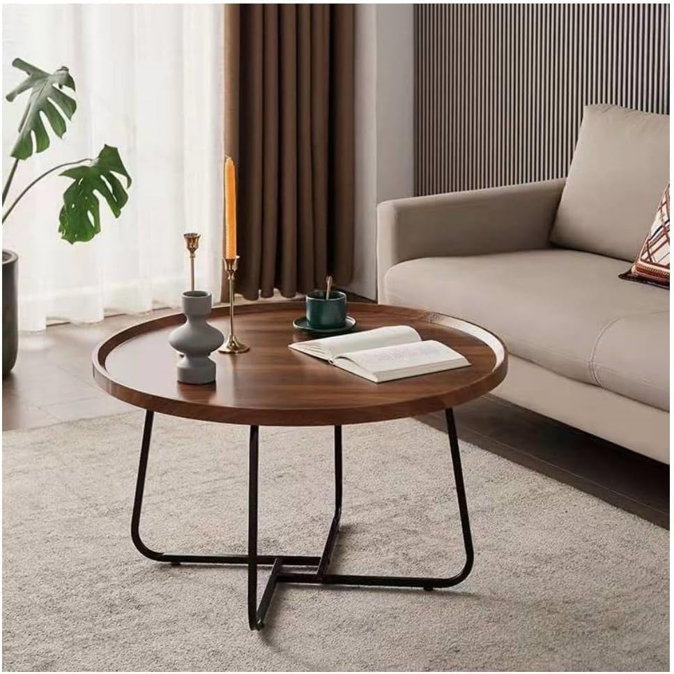 Round Coffee Table for Living Room Modern Side & End Tables for Home and Office Decoration, Stackable Side Table with Modern Wood and Metal Frame Accent Tables